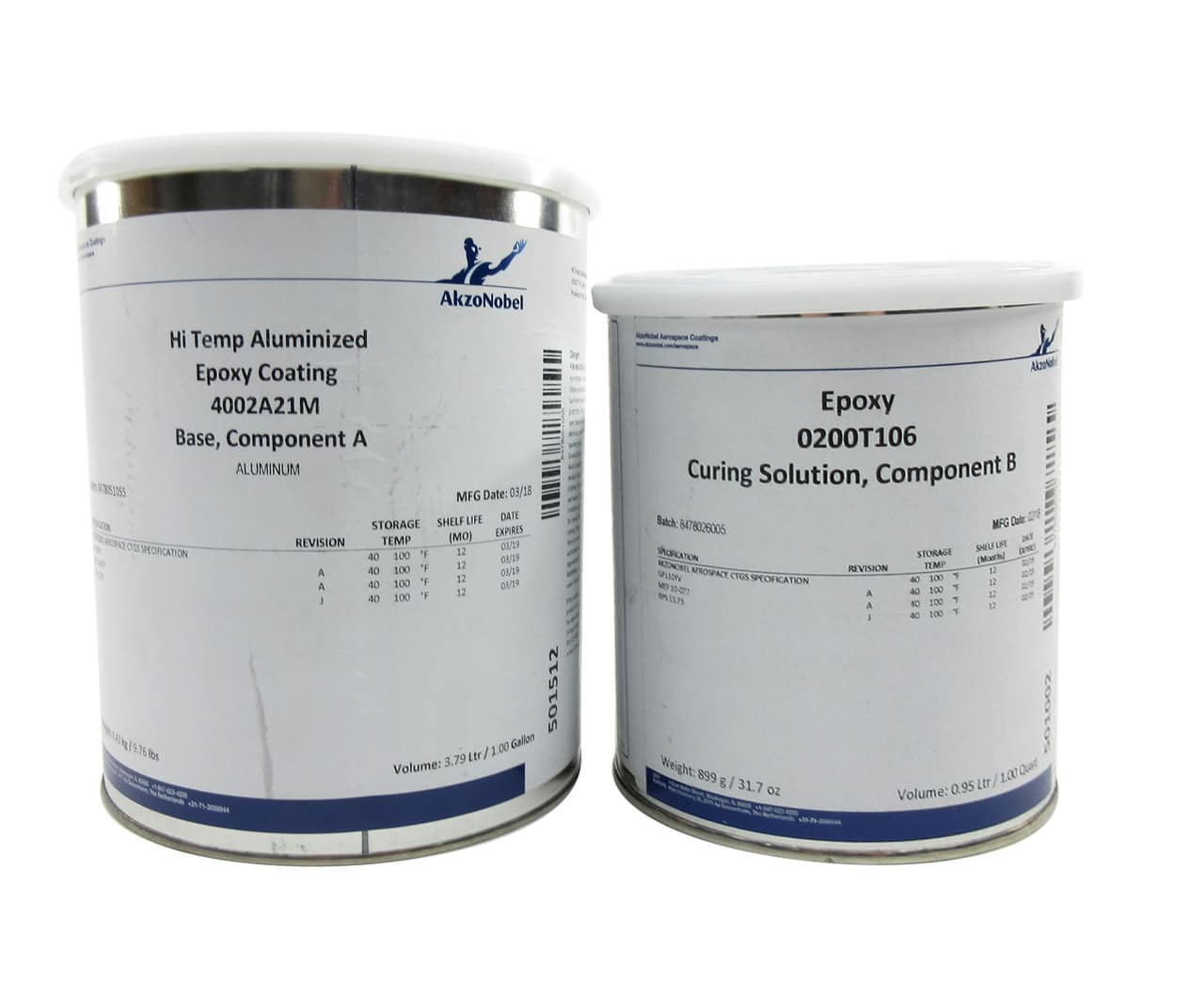 AkzoNobel 4002A21M/0200T106 Silver-White Hi-Temp Epoxy Coating 1.25 Gallon Kit