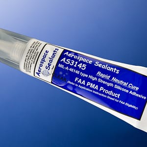 Aerospace Sealants AS3145 FAA-PMA Clear Silicone Adhesive Sealant - 3 oz Tube