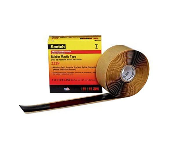 3M™ 054007-09656 Scotch® 2228 Black 65 Mil Rubber Mastic Tape - 2" x 10' Roll