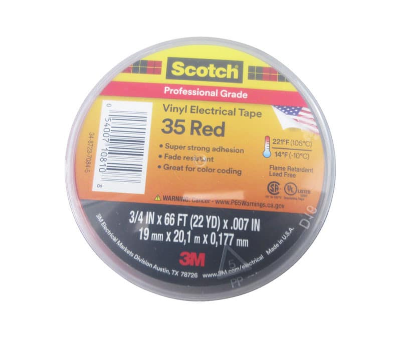 3M™ 054007-10810 Scotch® 35 Red 7 Mil Professional Grade Vinyl Electrical Tape – 3/4″ x 66′ Roll